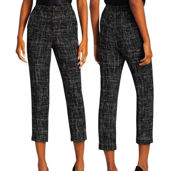 NWT L’agence Logan Tweed Trousers Size 2 Black Gold - Picture 2 of 9